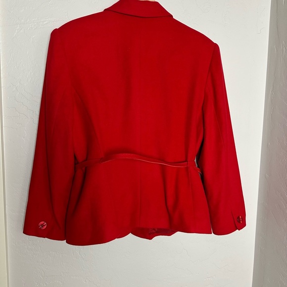 Jacqueline Ferrar Women Vintage Red Cashmere & Wool Blend Blazer with Belt Sz.16 - Picture 12 of 13